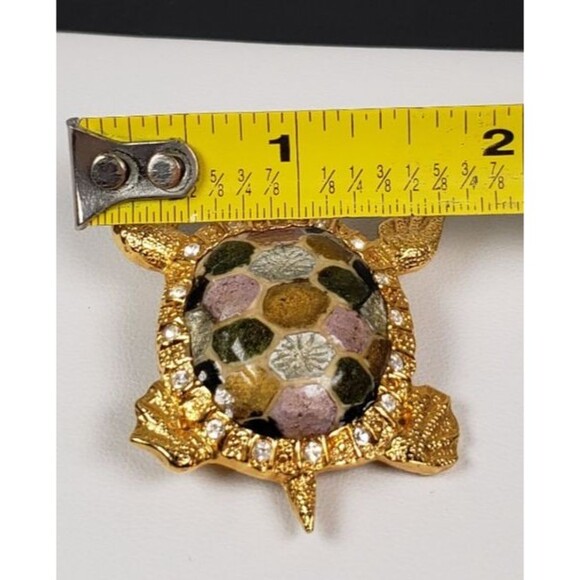 Vintage 1980 St. John Signed Gold Tone  And Rhinestone Elegant Turtle Brooch Pin - Picture 14 of 14